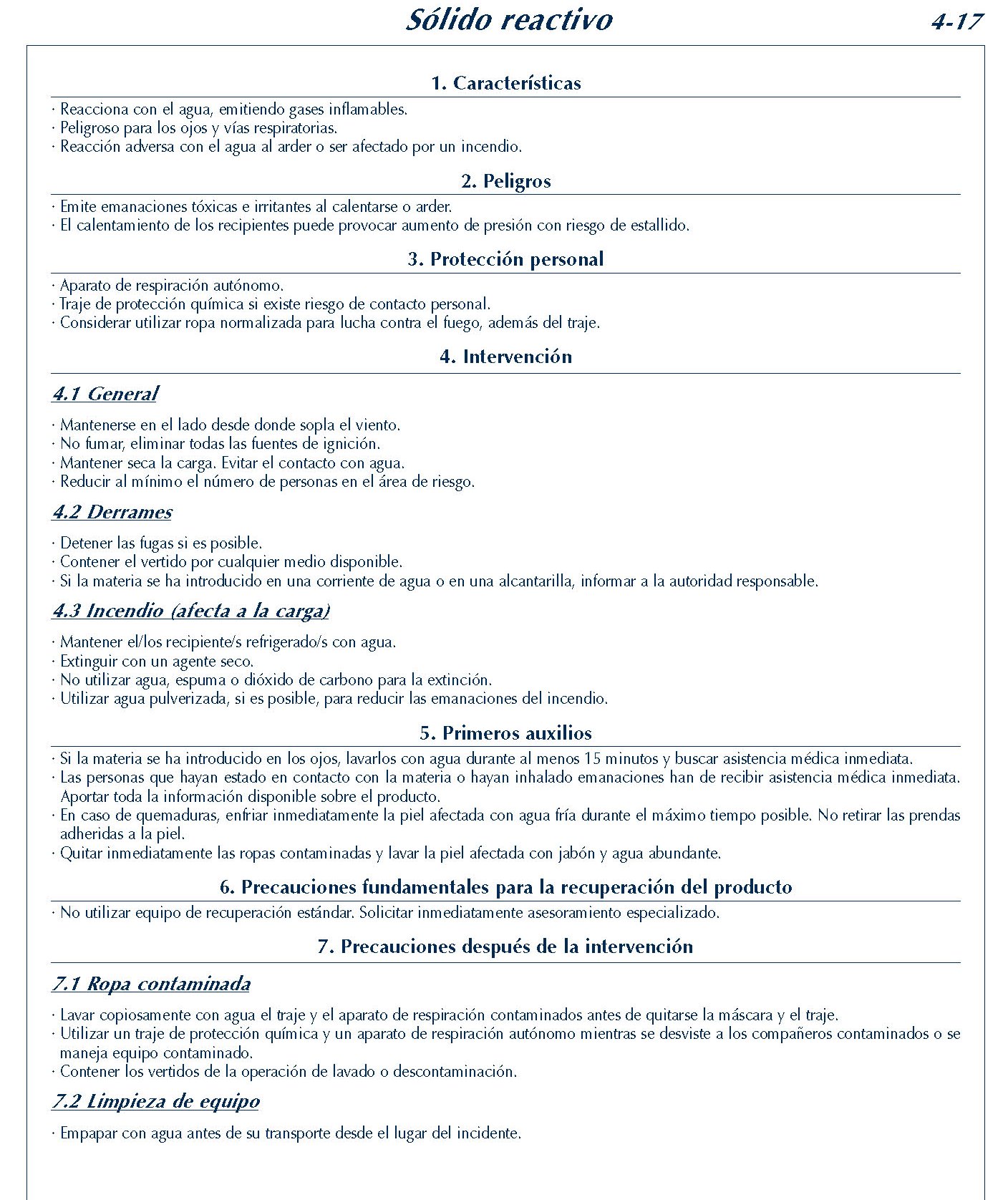 201 FICHA 4-17 SOLIDO REACTIVO FICHAS EMERGENCIA